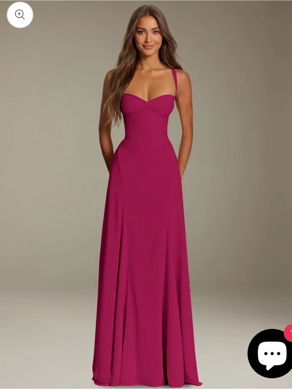 Fuchsia Strap Maxi Dress with Sweetheart Bodice